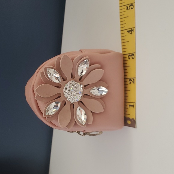 Pink Mini Backpack Bag Charm – Coin Purse Keychain – Bejeled Flower - Picture 9 of 12